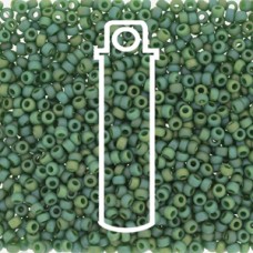 15/0 Round Frost Op Glaze Rnbw Green-appx 8.2gm/tb