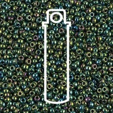 15/0 Seed Bead Metallic Green Iris 8.2gm/tb