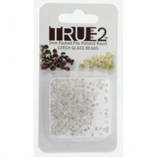 Fire Polish True 2mm Crys Silver Lined Aprx 2gm