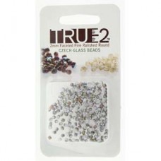 Fire Polish True 2mm Chalk Wht Vitrail Matt Aprx 2gm