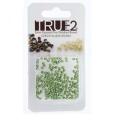 Fire Polish True 2mm Pastel Olivine Aprx 2gm
