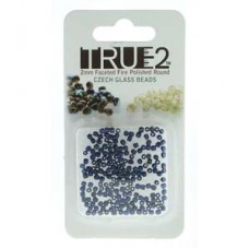 Fire Polish True 2mm Cobalt Travertine Aprx 2gm