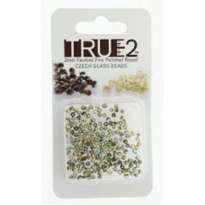 Fire Polish True 2mm Olive Gold Rainbow Aprx 2gm