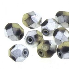 Fire Polish 4mm Matt Cali Silver 40 Bds/st 10st/bg