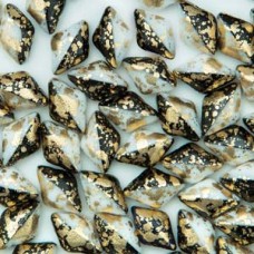 Gemduo 8x5mm Gold Splash Black/white 100 Gm/bg