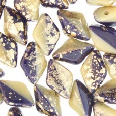 Gemduo 8x5mm Duet Navy Ivory Gld Splash 100gm/bg