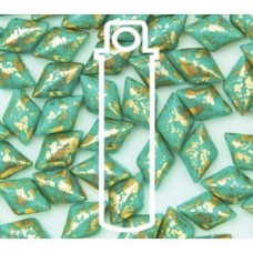 Gemduo 8x5mm Gold Splash Turq Green 8+ Gm/tb