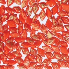 Gemduo 8x5mm Gold Splash Orange Opq 100 Gm/bg