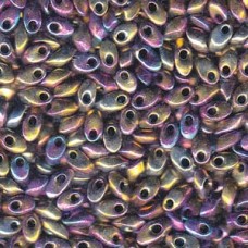 Long Magatama 4x7mm Metallic Purple Gold Iris-100 Gm Bag (188)
