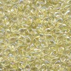 Long Magatama 4x7mm Pale Yellow Lined Crystal Ab-100 Gm Bag (2146)