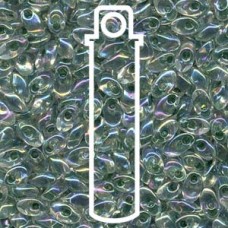 Long Magatama 4x7mm Olive Green-lined Crystal Ab-8.5 Gm/tb (2148)