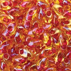 Long Magatama 4x7mm Dk Pink/lined Amber-100 Gm Bag (363)