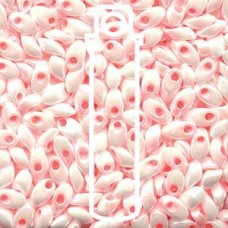 Long Magatama 4x7mm White/pink Color Lined-8.5 Gm/tb (427)