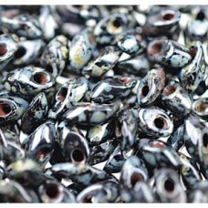 Long Magatama 4x7mm Picasso Smoky Black Matte-100 Gm/bg (4511)