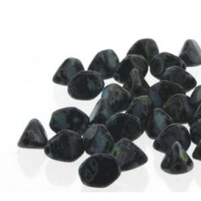 Pinch Bead 7mm Jet Picasso-25bds/st-6st/bg