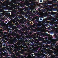 Miyuki 4mm Square 250 Gram Bag Noir Lined Crystal Ab (283)