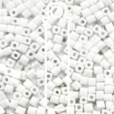 4mm Squares Opaque Frstd White -apx 20gm (402F)