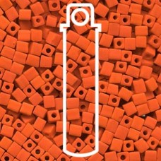 4mm Squares Opaque Frstd Orange -apx 20gm (406F)