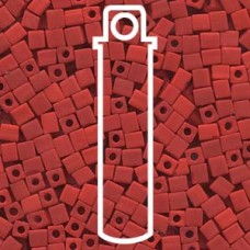 4mm Squares Opaque Frstd Red -apx 20gm (407F)