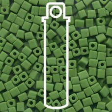 4mm Squares Opaque Frstd Grass Grn-apx 20gm (411F)