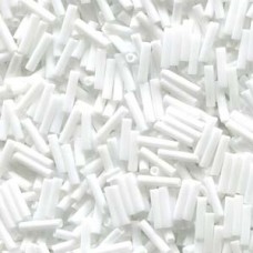 Slender Bugle 1.3x6mm Opaque White -100 Gram Bag (402)