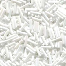 Slender Bugle 1.3x6mm Matte White Ab -100 Gram Bag (402FR)