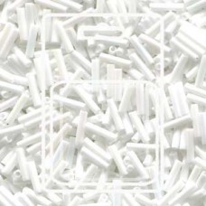 Slender Bugle 1.3x6mm Matte White Ab -apx 13gm/card (402FR)
