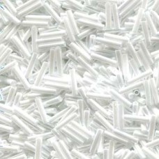 Slender Bugle 1.3x6mm White Opq Luster -100 Gram Bag (420)