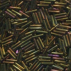 Slender Bugle 1.3x6mm Gold Violet Mttlc -100 Gram Bag (462)