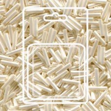 Slender Bugle 1.3x6mm Ivory Ceylon -apx 13gm/card (592)