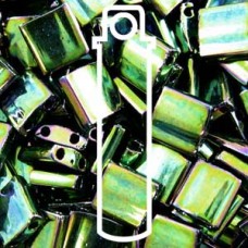 Tila Bead 5mm Metallic Green Iris-apprx 7.2 Gram (468)