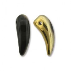 Tooth 6x16mm Jet Amber-25bds/st 6st/bg