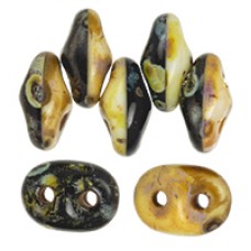 DG-7 SuperDuo бусины 5х2мм Opaque Black/White - Picasso (DBW86805) - 100гр