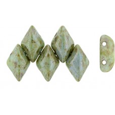 DG-7 GemDuo бусины 8х5мм Luster - Green/Opaque White (LN03000) - 50гр