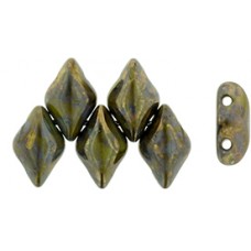 DG-7 GemDuo бусины 8х5мм Opaque Olivine - Bronze Picasso (LG53410) - 50гр