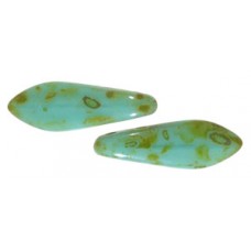 DG-10 Two Hole Daggers бусины 16х5мм Turquoise - Picasso (T63130) - 600шт