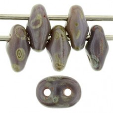 DG-7 SuperDuo бусины 5х2мм Opaque Violet - Picasso (T23020) - 100гр