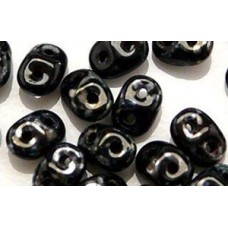 DG-7 SuperDuo бусины 5х2мм Jet - Silver Picasso (TP23980) - 100гр DG-7 SuperDuo бусины 5х2мм Jet - Silver Picasso (TP23980) - 100гр