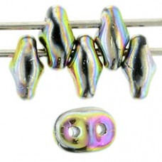 DG-7 SuperDuo бусины 5х2мм Jet - Full Vitral Green (29443JT) - 100гр