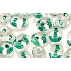 DG-7 SuperDuo бусины 5х2мм Crystal - Green-Lined (44859CR) - 100гр