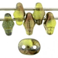 DG-7 SuperDuo бусины 5х2мм Luster Bronze 1/2 - Olivine (RR50230) - 100гр