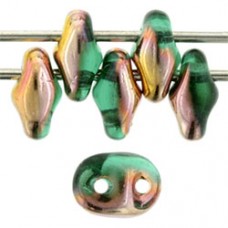 DG-7 SuperDuo бусины 5х2мм Emerald - Capri Gold (C50720) - 100гр