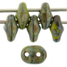 DG-7 SuperDuo бусины 5х2мм Opaque Olivine - Picasso (T53410) - 100гр