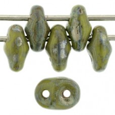 DG-7 SuperDuo бусины 5х2мм Opaque Olivine - Silver Picasso (TP53410) - 100гр