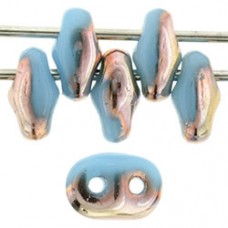 DG-7 SuperDuo бусины 5х2мм Blue Turquoise - Capri Gold (C63030) - 100гр DG-7 SuperDuo бусины 5х2мм Blue Turquoise - Capri Gold (C63030) - 100гр