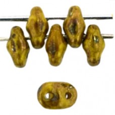 DG-7 SuperDuo бусины 5х2мм Opaque Yellow - Bronze Picasso (LG83120) - 100гр