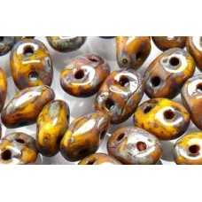 DG-7 SuperDuo бусины 5х2мм Opaque Yellow - Silver Picasso (TP83120) - 100гр