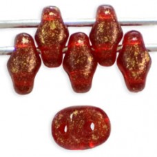 DG-7 SuperDuo бусины 5х2мм Gold Marbled - Siam Ruby (GM90080) - 100гр