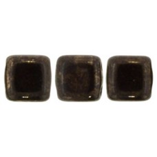 DG-10 Two Hole Tile бусины 6мм Gold Marbled - Jet 	 (GM23980)