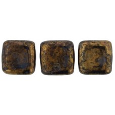 DG-10 Two Hole Tile бусины 6мм Jet - Bronze Picasso 	 (LG23980)